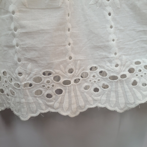 Eyelet Lace Puff Sleeve Midi Dress Cottagecore Korean Romantic White XS - Picture 6 of 13
